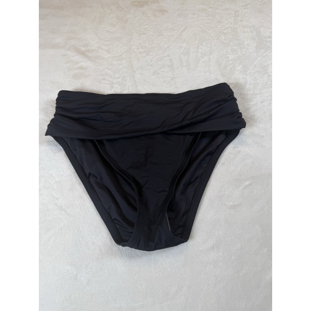 La Blanca Island Goddess Bikini Bottom 4 Black Sash Tummy Control NWT Flaw